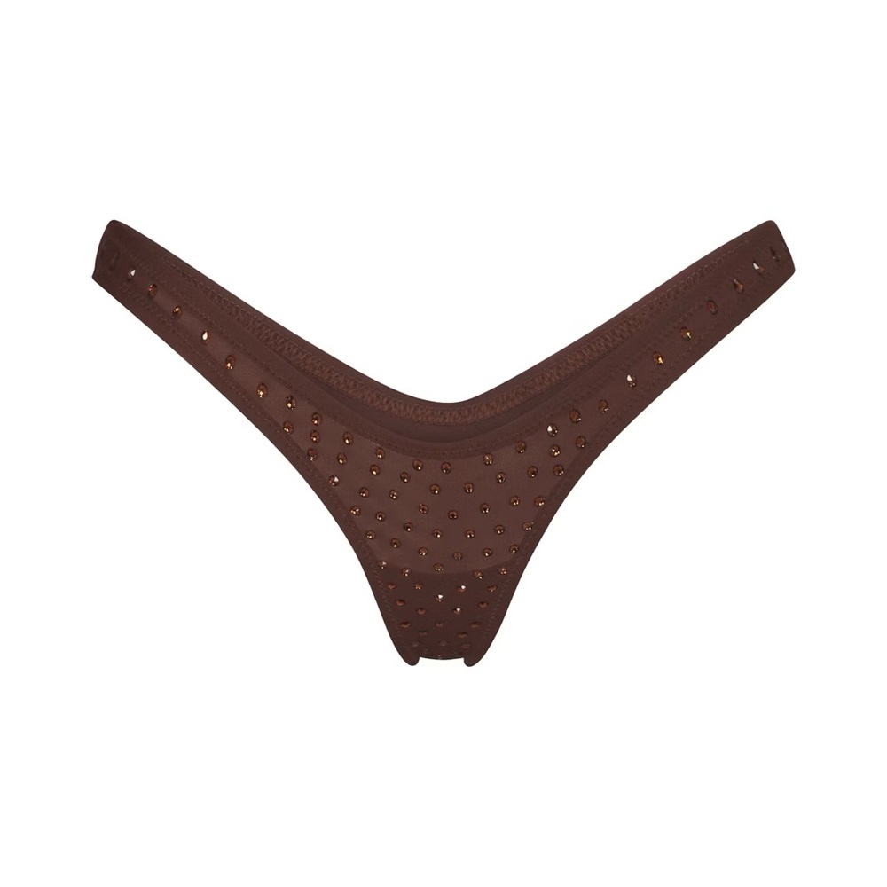 SKIMS x Swarovski Mini Sparkle Jersey Thong – Cocoa (Size 3X)